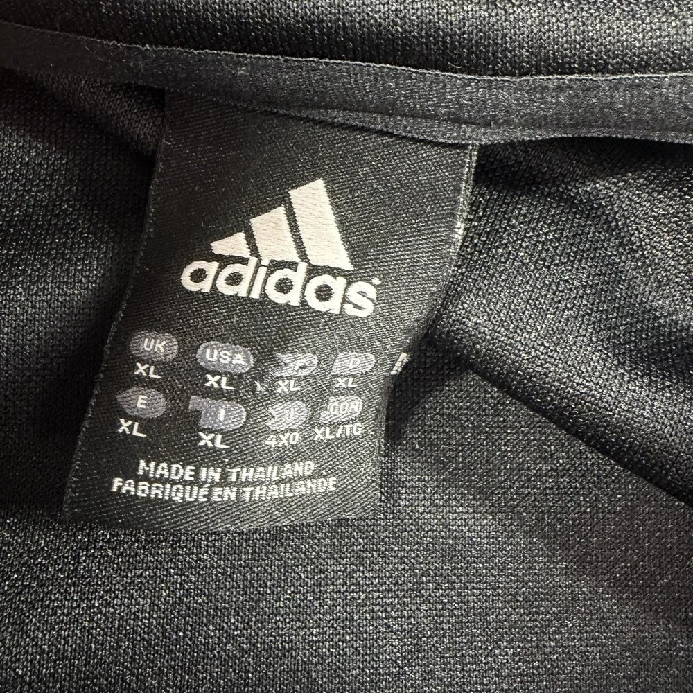 Adidas Track Jacket Mens XL Tall Full Zip Hooded Black Gold Sweater